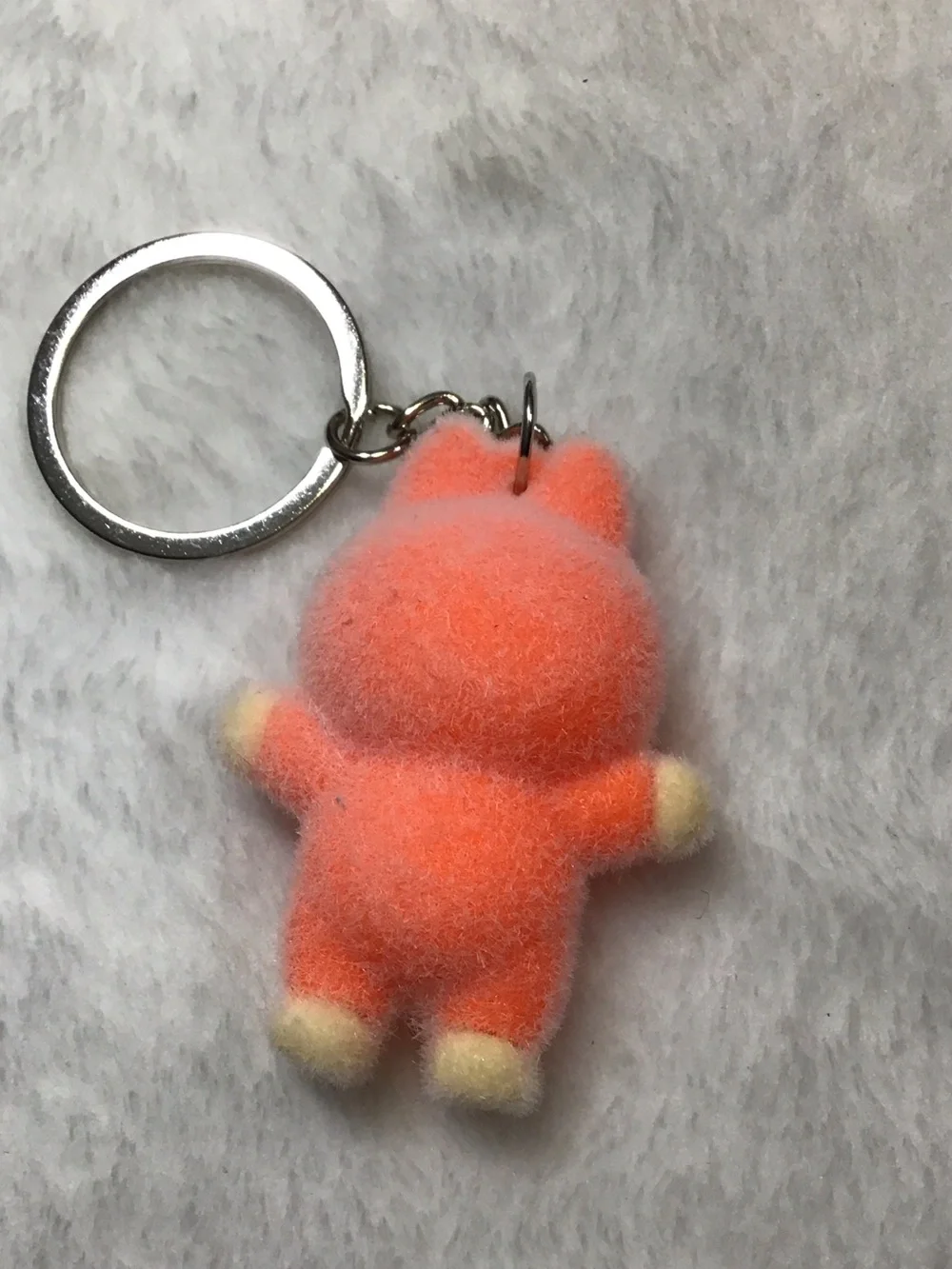 Plush Orange Character Keychain - Cute Fuzzy Toy Accessory